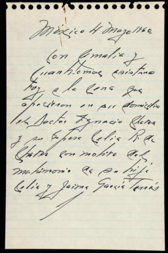 Transcripciones de las memorias del general Lázaro Cárdenas: 1960 del 27 de febrero al 25 de junio. Agradecimiento de Amalia Solórzano