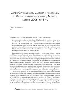 Cultura y política en el México posrevolucionario