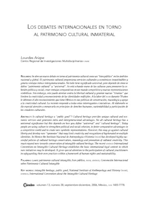 Los debates internacionales en torno al patrimonio cultural inmaterial