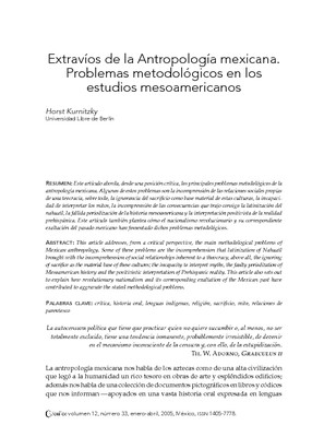 Extravíos de la Antropología mexicana. Problemas metodológicos en los estudios mesoamericanos