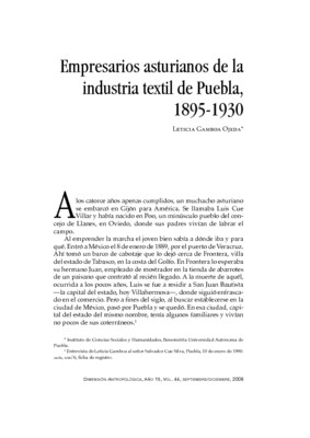 Empresarios asturianos de la industria textil de Puebla, 1895-1930