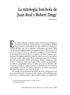 La mitología huichola de Juan Real y Robert Zingg