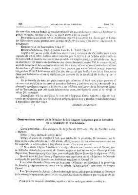 Observaciones acerca de la nómina de las lenguas indígenas que se hablaban en el obispado de Guadalajara.