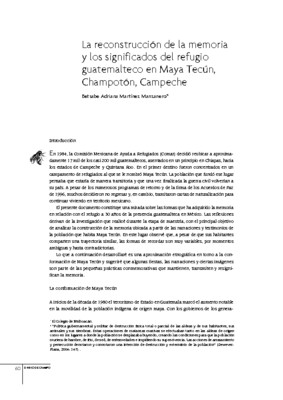 La reconstrucción de la memoria y los significados del refugio guatemalteco en Maya Tecún, Champotón, Campeche