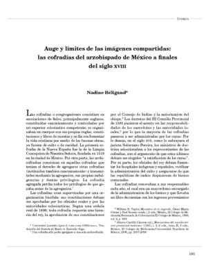 Auge y límites de las imágenes compartidas: las cofradías del arzobispado de México a finales del siglo XVIII