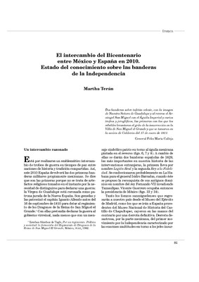 El intercambio del Bicentenario entre México y España en 2010. Estado del conocimiento sobre las banderas de la Independencia