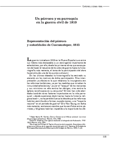 Un párroco y su parroquia en la guerra civil de 1810