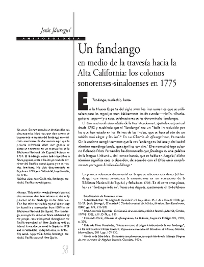 Un fandango en medio de la travesía hacia la Alta California: los colonos sonorenses-sinaloenses en 1775