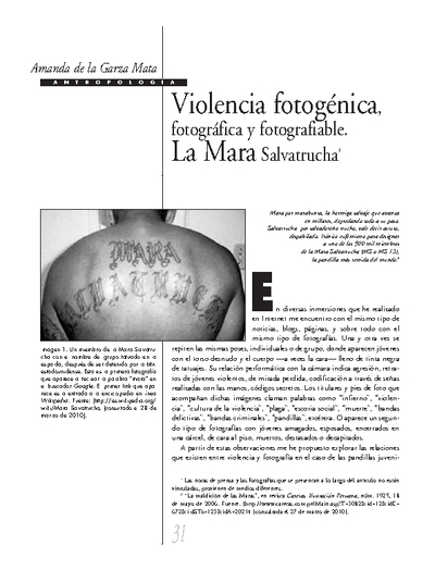 Violencia fotogénica, fotográfica, y fotografiable. La Mara Salvatrucha