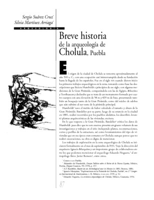 Breve historia de la arqueología de Cholula, Puebla