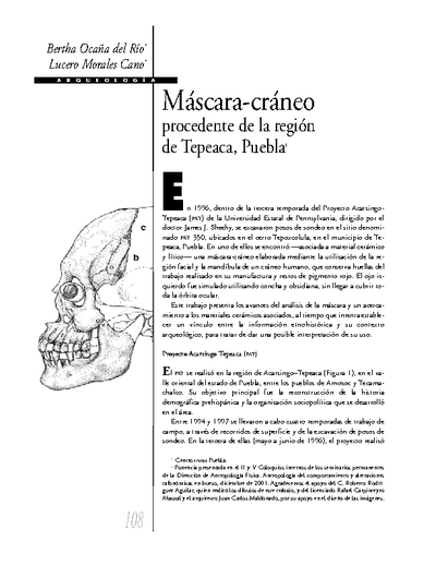 Máscara-cráneo procedente de la región de Tepeaca, Puebla