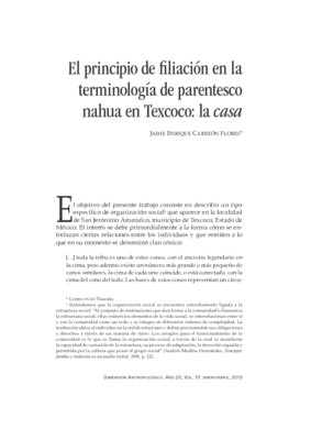 El principio de filiación en la terminología de parentesco nahua en Texcoco: la casa
