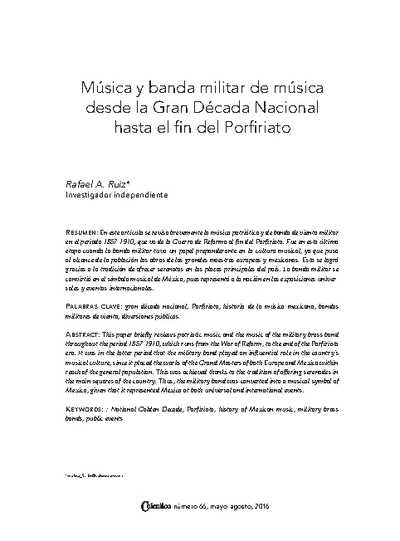 Música y banda militar de música desde la Gran Década Nacional hasta el fin del Porfiriato