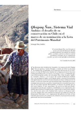 Qhapaq Ñan, Sistema Vial Andino: el desafío de su conservación en Chile en el marco de su nominación a la Lista del Patrimonio Mundial