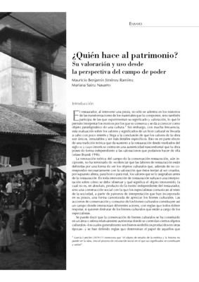 ¿Quién hace al patrimonio? Su valoración y uso desde la perspectiva del campo de poder