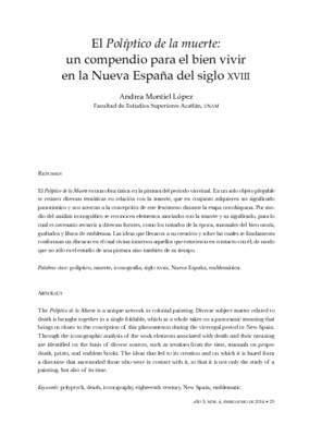 El Políptico de la muerte: un compendio para el bien vivir en la Nueva España del siglo XVIII