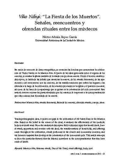 Viko Ndiyi: “La Fiesta de los Muertos”. Señales, reencuentros y ofrendas rituales entre los mixtecos