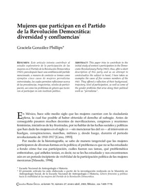 Mujeres que participan en el Partido de la Revolución Democrática: diversidad y confluencias