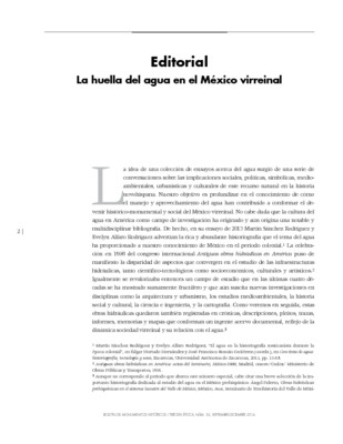 Editorial. La huella del agua en el México virreinal