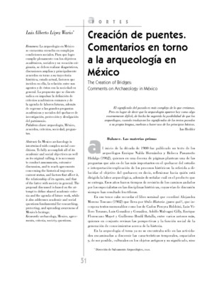 Creación de puentes: Comentarios en torno a la arqueología en México