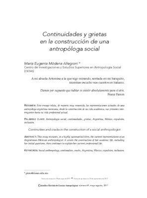 Continuidades y grietas en la construcción de una antropóloga social