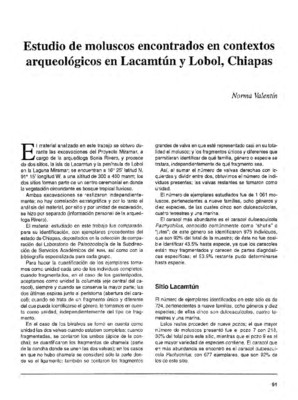 Estudio de moluscos encontrados en contextos arqueológicos en Lacamtún y Lobol, Chiapas