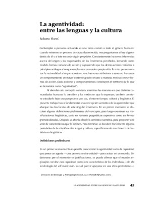 La agentividad: entre las lenguas y la cultura