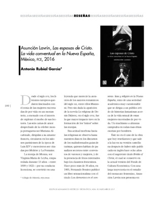 Asunción Lavrin, Las esposas de Cristo. La vida conventual en la Nueva España, México, FCE, 2016