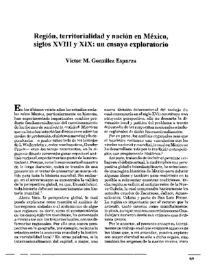 Región, territorialidad y nación en México, siglos XVIII y XIX: un ensayo exploratorio 