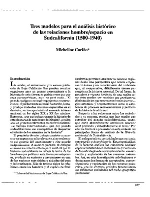 Tres modelos para el análisis histórico de las relaciones hombre/espacio en Sudcalifornia (1500-1940)