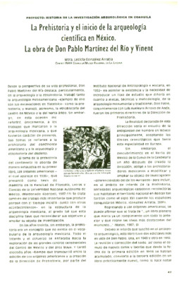 La prehistoria y el inicio de la arqueología científica en México. La abra de Don Pablo Martínez del Río y Vinert