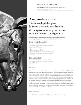 Anatomía animal. Técnicas digitales para la reconstrucción escultórica de la apariencia original de un modelo de cera del siglo XIX