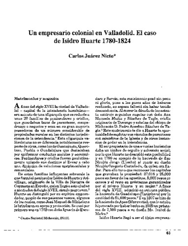 Un empresario colonial en Valladolid. El caso de Isidro Huarte 1780-1824