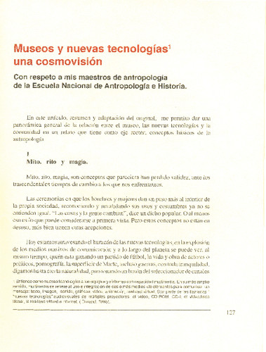 Museos y nuevas tecnologías una cosmovisión