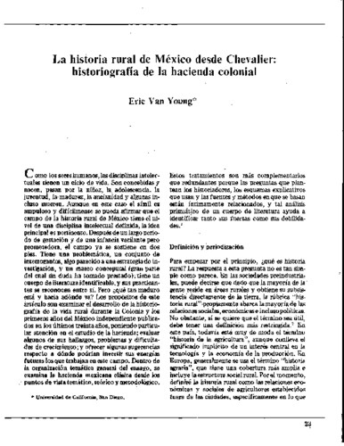 La historia rural de México desde Chevalier: historiografía de la hacienda colonial