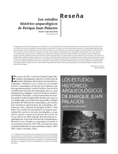 Los estudios histórico-arqueológicos de Enrique Juan Palacios 