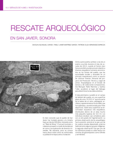 Rescate arqueológico en San Javier, Sonora