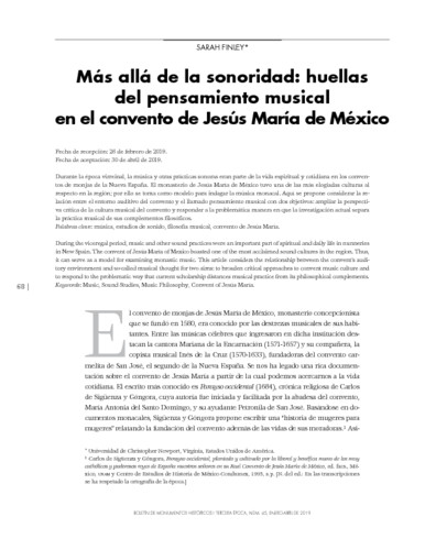Más allá de la sonoridad: huellas del pensamiento musical en el convento de Jesús María de México