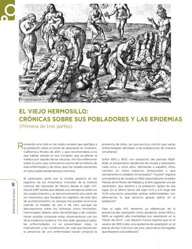 El viejo Hermosillo: crónicas sobre sus pobladores y las epidemias (Primera de tres partes)
