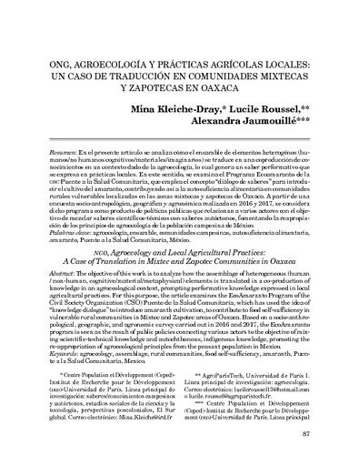 ONG, agroecología y prácticas agrícolas locales: un caso de traducción en comunidades mixtecas y zapotecas en Oaxaca