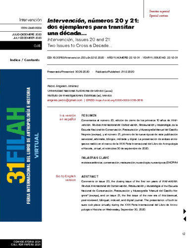 Intervención, números 20 y 21: dos ejemplares para transitar una década…