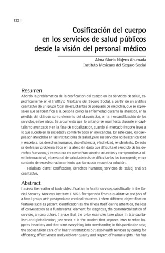 Cosificación del cuerpo en los servicios de salud públicos desde la visión del personal médico