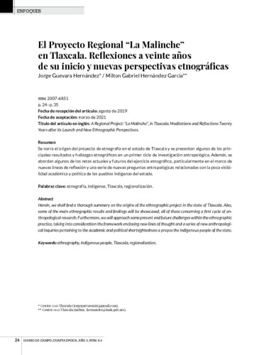 El Proyecto Regional “La Malinche” en Tlaxcala. Reflexiones a veinte años de su inicio y nuevas perspectivas etnográficas