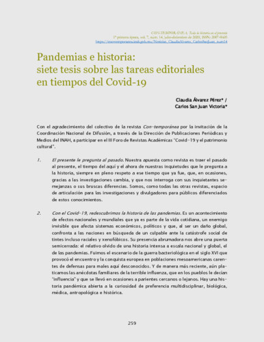 Pandemias e historia: siete tesis sobre las tareas editoriales en tiempos del Covid-19