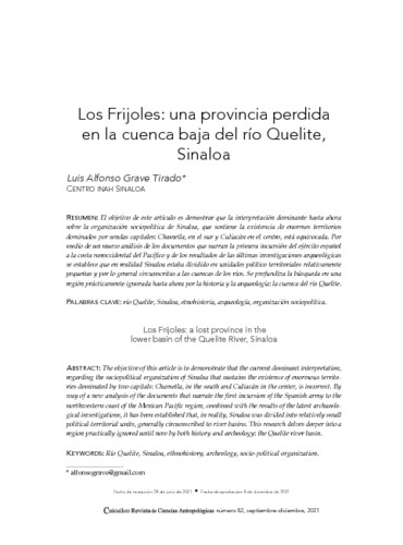 Los Frijoles: una provincia perdida en la cuenca baja del río Quelite, Sinaloa