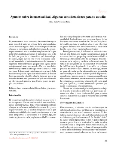 Apuntes sobre intersexualidad. Algunas consideraciones para su estudio