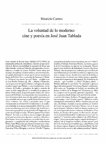 La voluntad de lo moderno: cine y poesía en José Juan Tablada