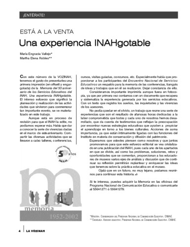 ¡Entérate! Está a la venta. Una experiencia INAHgotable