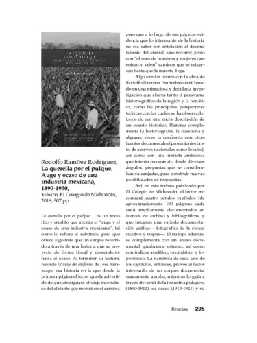 Rodolfo Ramírez Rodríguez, La querella por el pulque. Auge y ocaso de una industria mexicana, 1890-1930, México, El Colegio de Michoacán, 2018, 507 pp.