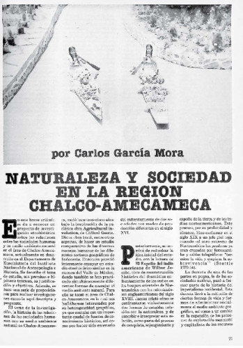 Naturaleza y sociedad en la región de Chalco-Amecameca